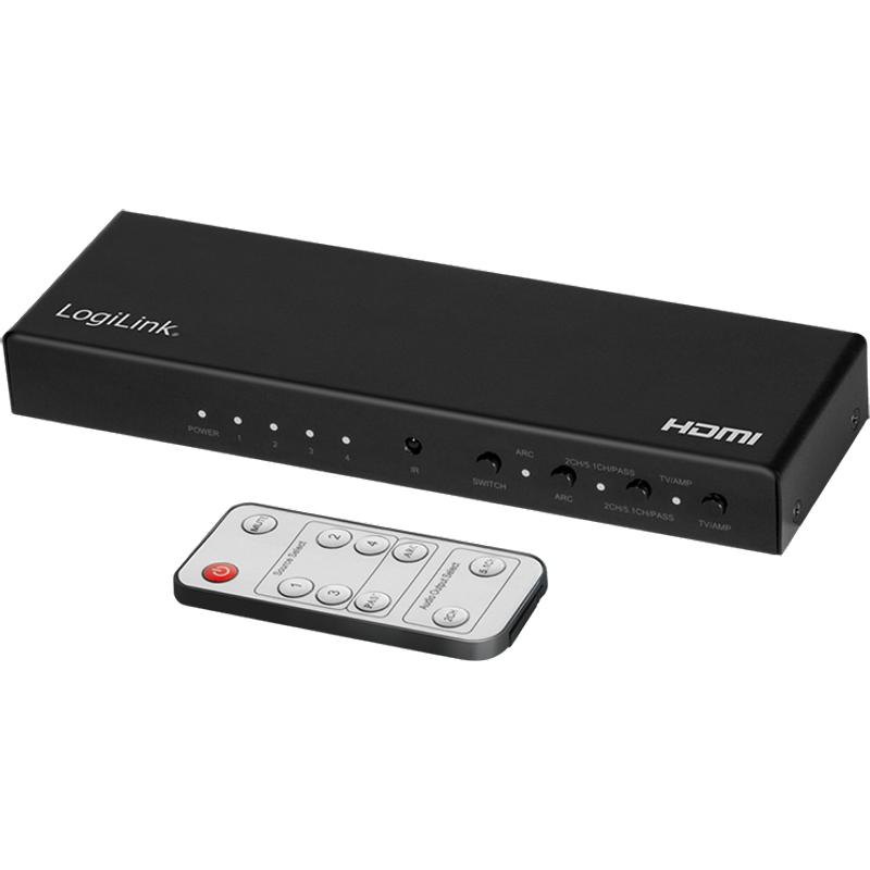 LogiLink HDMI switch. 4x1-Port. 4K/60 Hz. HDCP. HDR. ARC. audio extrac