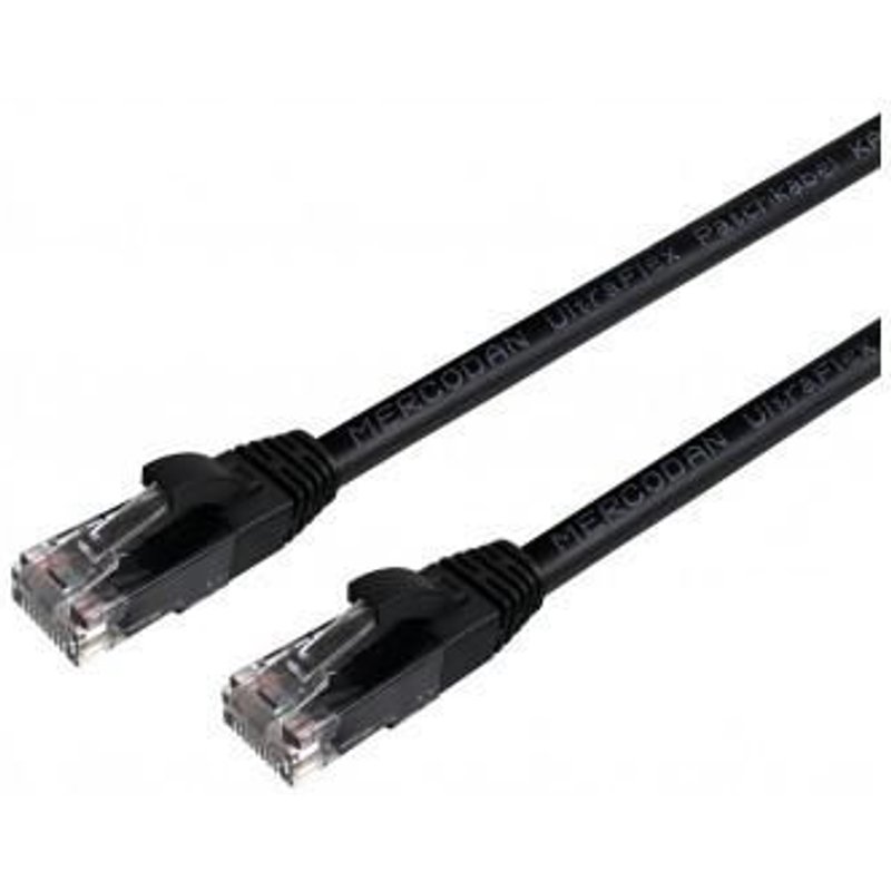 Mercodan UltraFlex Patchkabel KAT6 UTP. 10m. Sort. LSZH Halogenfri. AW