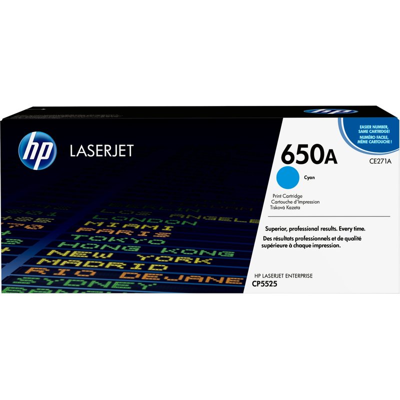 HP 650A Cyan Original LaserJet Toner Cartridge. Colour toner page yield: 15000 pages Printing colours: Cyan Quantity per pack: 1 pc(s)