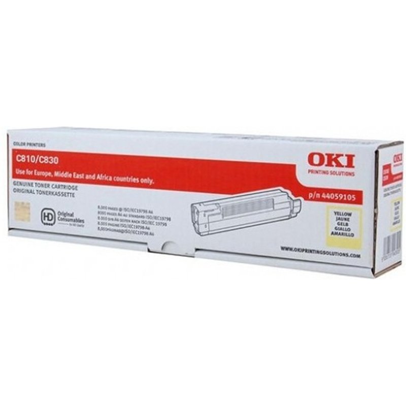 OKI 44059105 Toner yellow. 8K pages ISO/IEC 19798 for OKI C 800