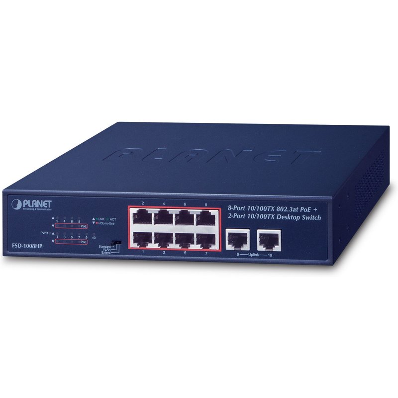PLANET FSD-1008HP network switch Unmanaged Fast Ethernet (10/100) Powe