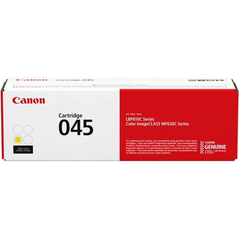 Canon 045. Colour toner page yield: 1300 pages Printing colours: Yellow Quantity per pack: 1 pc(s)