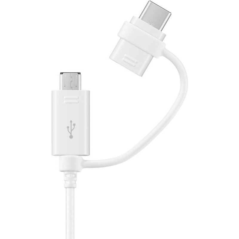 Samsung EP-DG930. Cable length: 1.5 m. Connector 1: USB A Connector 2: USB C/Micro-USB B USB version: USB 2.0 Connector gender: Male/Male Product colour: White
