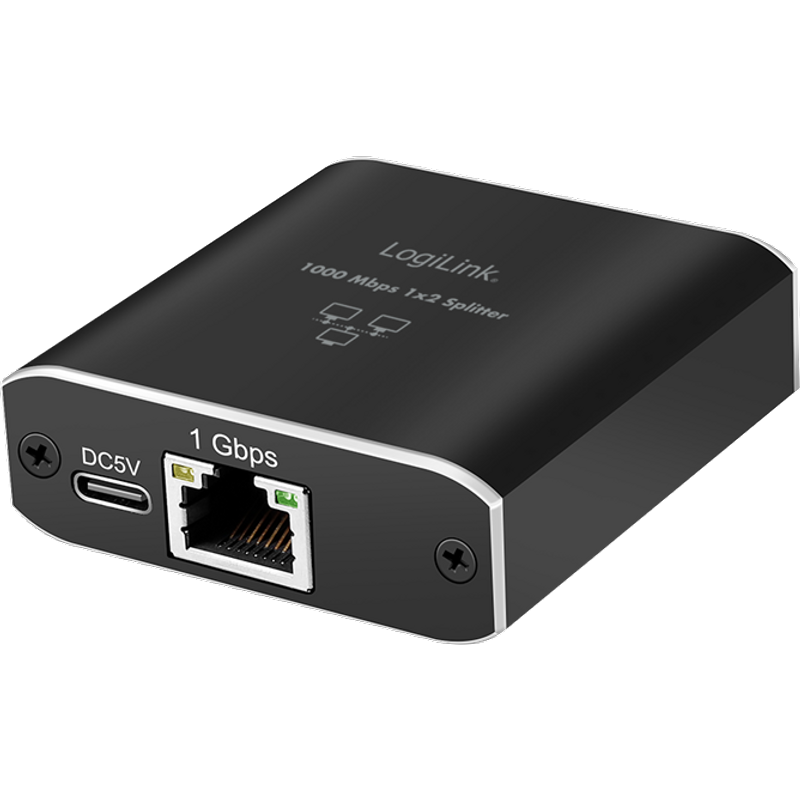 LogiLink Gigabit Ethernet Splitter 1 to 2. 1000 Mbps. with USB power