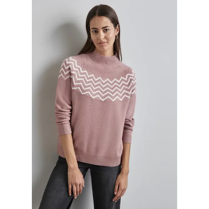 Street One Femme Pull à col montant in Rose, in size: 34