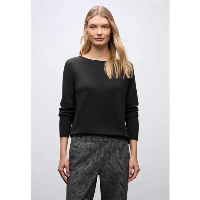 Street One Femme Pull en maille in Noir, in size: 34