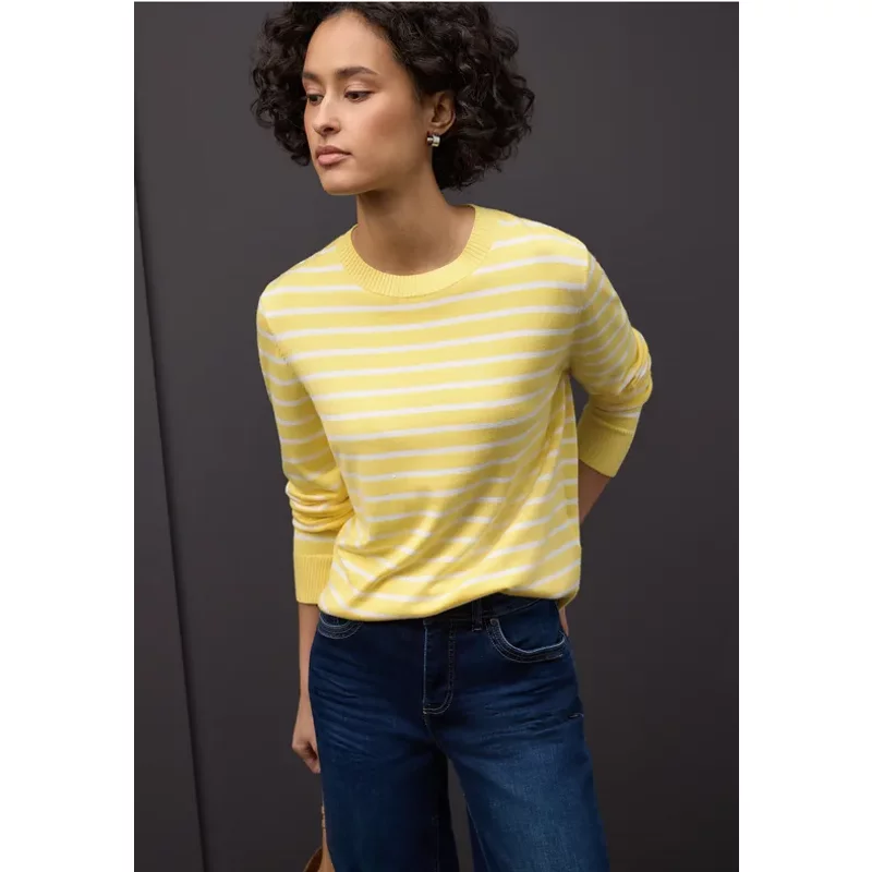 Street One Femme Pull à rayures in Jaune, in size: 34