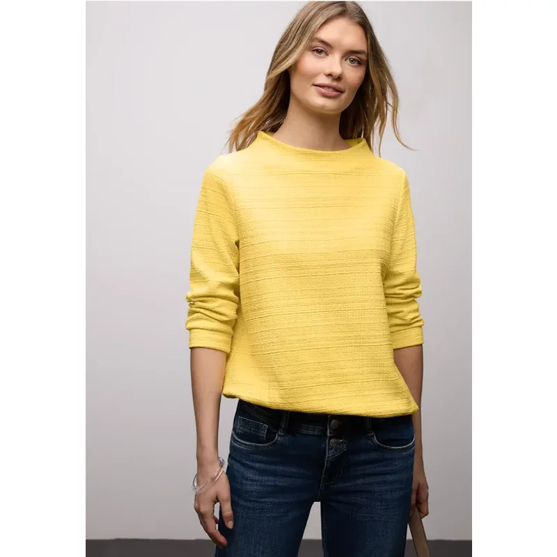 Street One Femme T-shirt à motifs structurés in Jaune, in size: 34