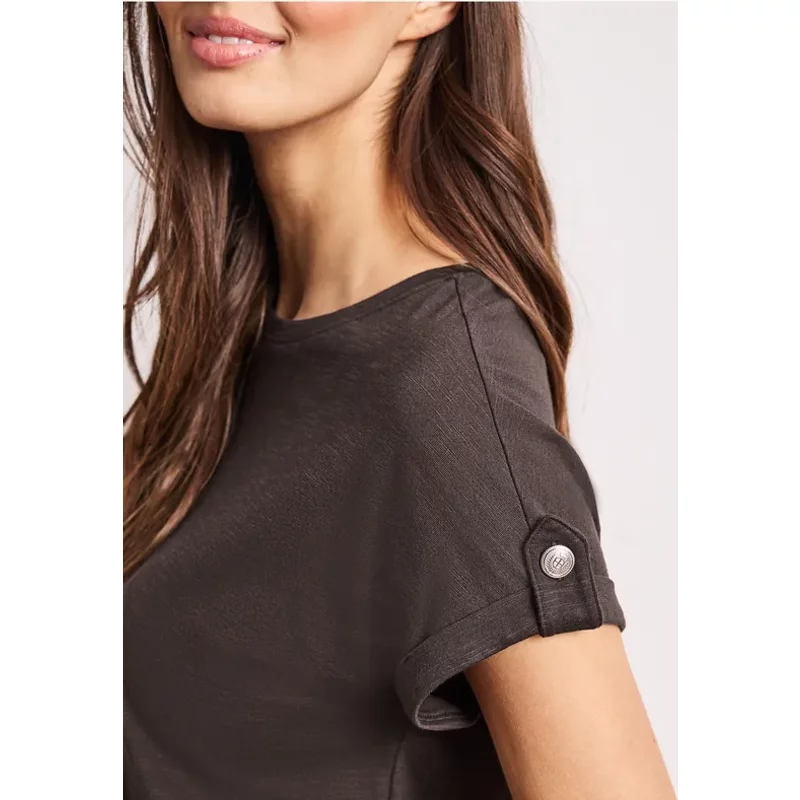 T-shirt à col rond avec boutons décoratifs