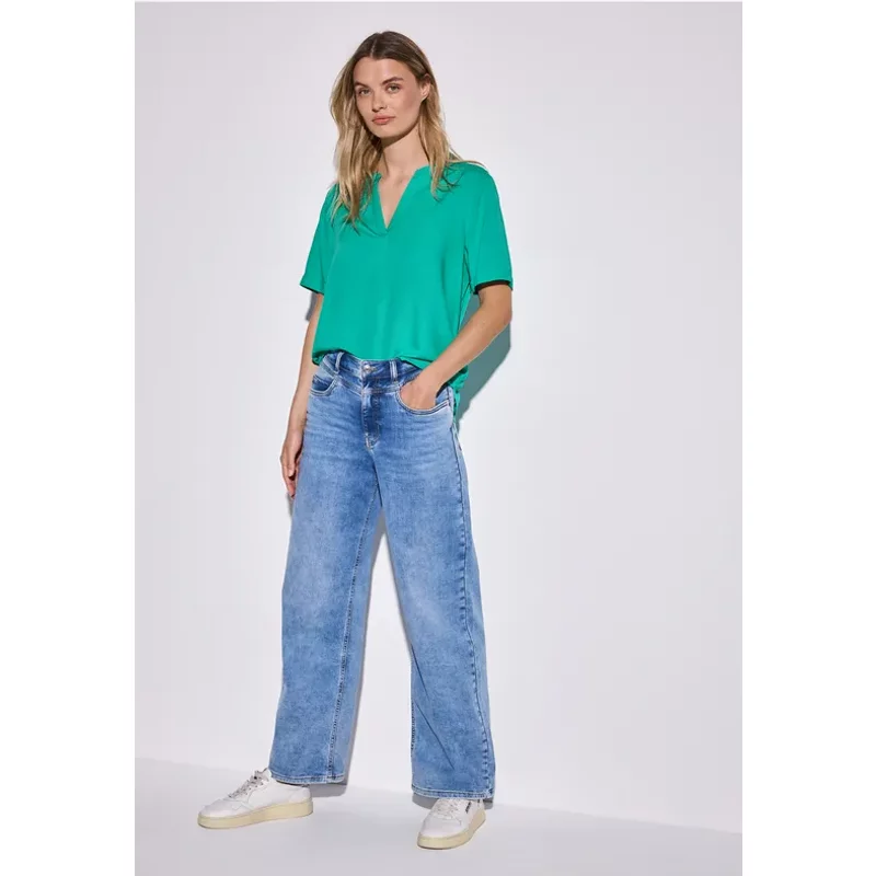 Street One Femme Blouse en couleur unie in Turquoise, in size: 34