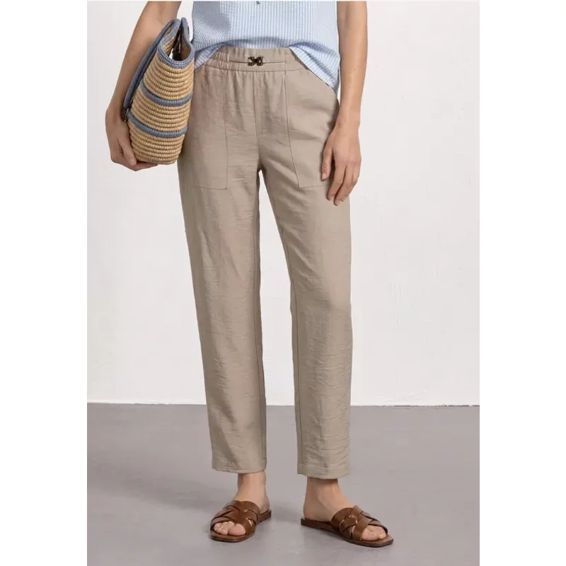 Slim Leg Hose im Loose Fit mit GĂĽrteldetail