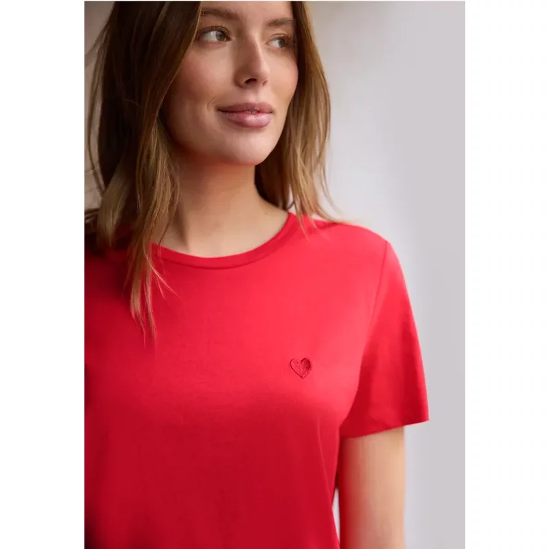 Street One Studio Femme T-shirt avec un cœur imprimé in Rouge, in size: 36