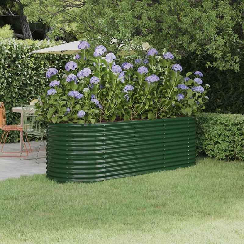 Berkfield Home Garden Raised Bed Powder-coated Steel 224x80x68 cm Green | Size: 224 x 80 x 68 cm