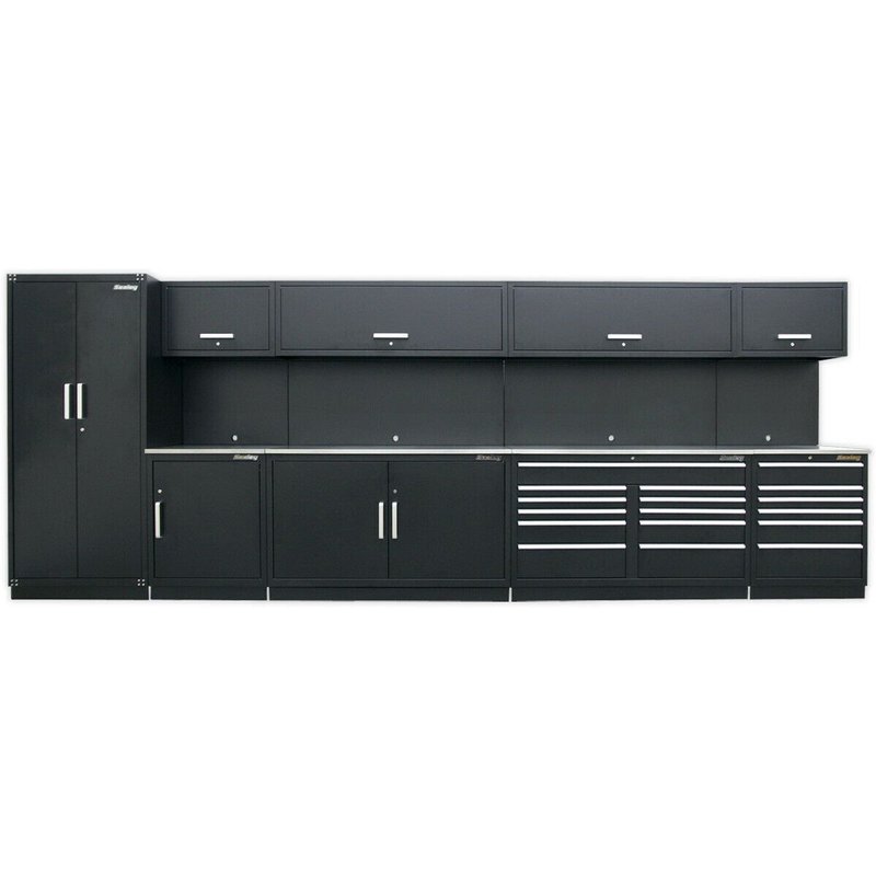 Loops 5.6m Modular Garage Storage System - Steel Construction - Workshop Cabinets in Metallics