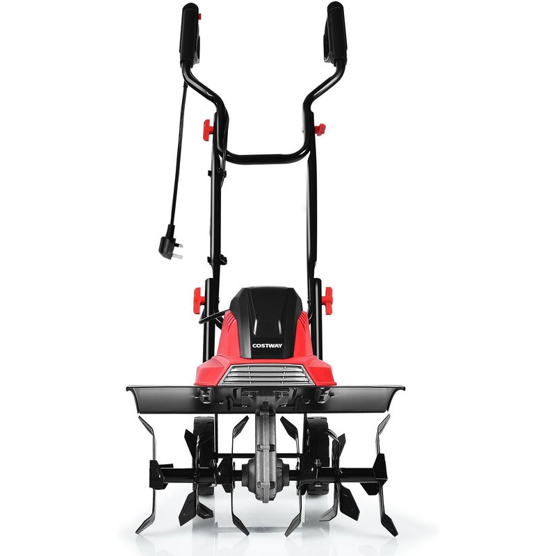 Costway 1500W Electric Tiller Garden Soil Cultivator Rotavator W/ Sharp 6 Tiller Blades in Red