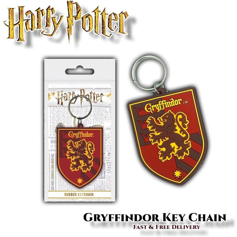 HARRY POTTER Hogwarts Gryffindor Crest Rubber Keyring - Official Merchandise