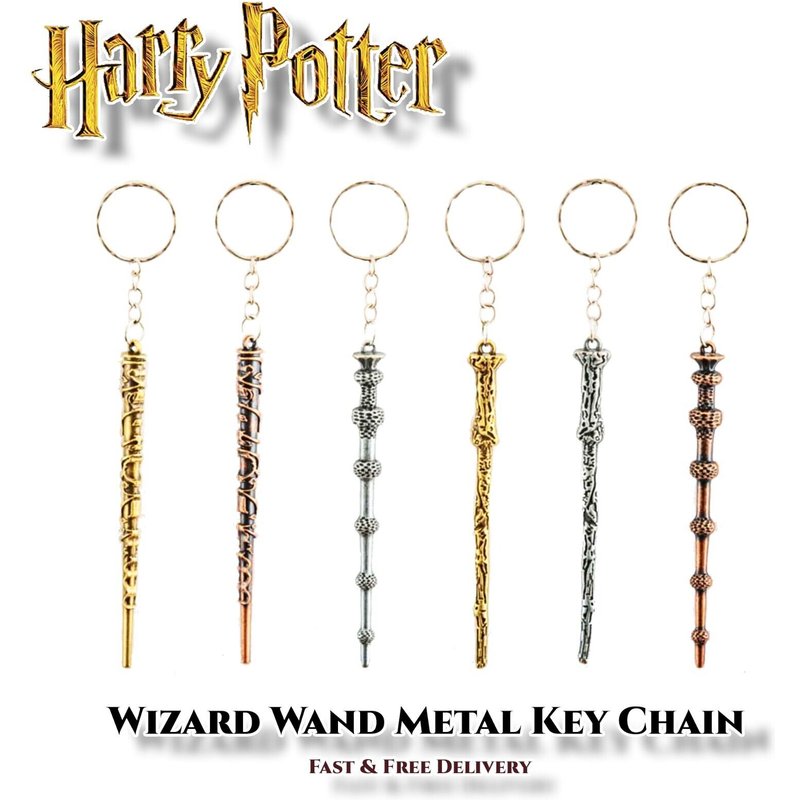 HARRY POTTER - 1x Wizard Wand Metal Keyring - Official Merchandise - Keychain