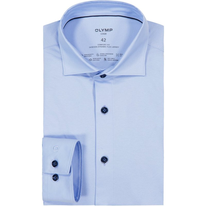 OLYMP Luxor, Comfort Fit, unifarbenes Jersey-Hemd in 24/7 Dynamic Flex-Qualität