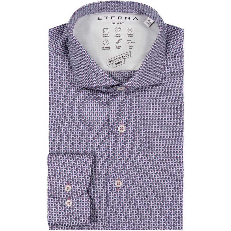 Eterna Hemd mit geometrischem Muster, Performance Shirt, Modern Fit