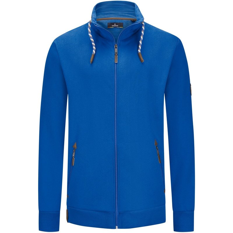 Ragman Sweatjacke mit Kordelzug am Kragen, Extralang