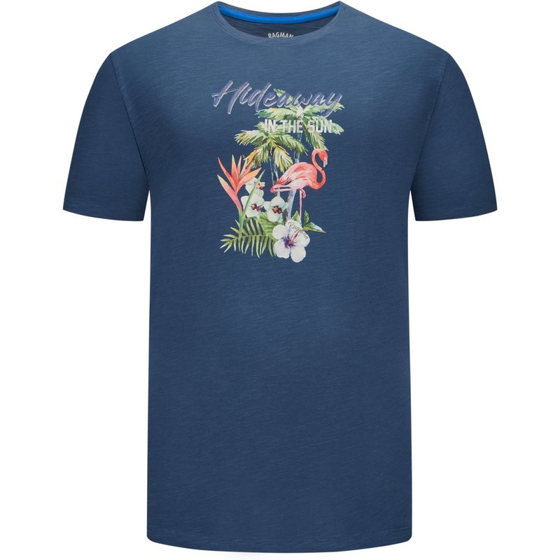 Ragman T-Shirt mit Frontprint, meliert