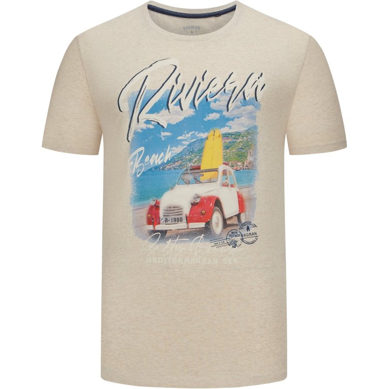 Ragman T-Shirt mit Frontprint, extralang