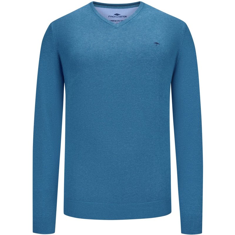 Fynch-Hatton Pullover aus Baumwolle mit V-Ausschnitt, extralang