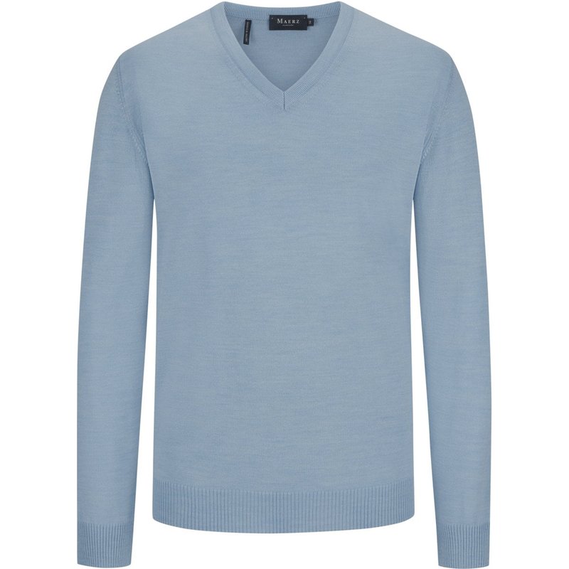 Maerz Pullover aus Schurwolle mit V-Ausschnitt