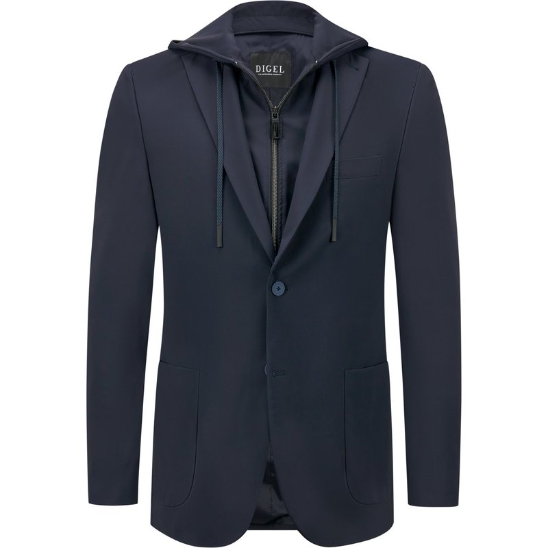 Digel Jersey-Sakko mit heraustrennbarer Blende und Kapuze, Modern Fit
