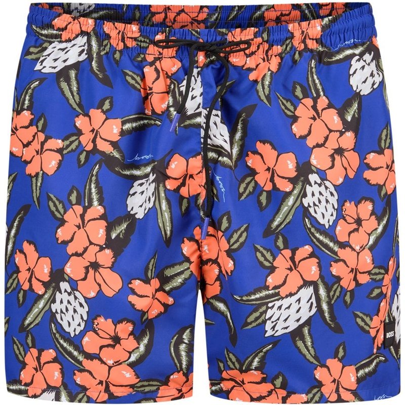 BOSS Glatte Badeshorts mit floralem Print