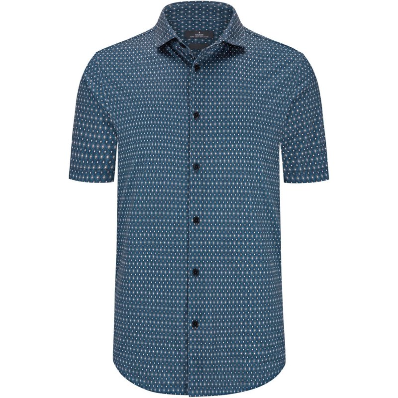 Ragman Glattes Stretch-Kurzarmhemd mit Rautenmuster