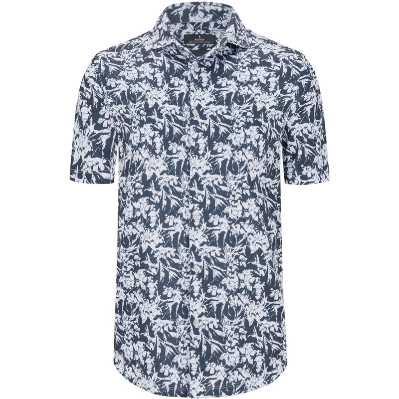 Ragman Kurzarmhemd mit Allover-Print, Modern Fit, extralang