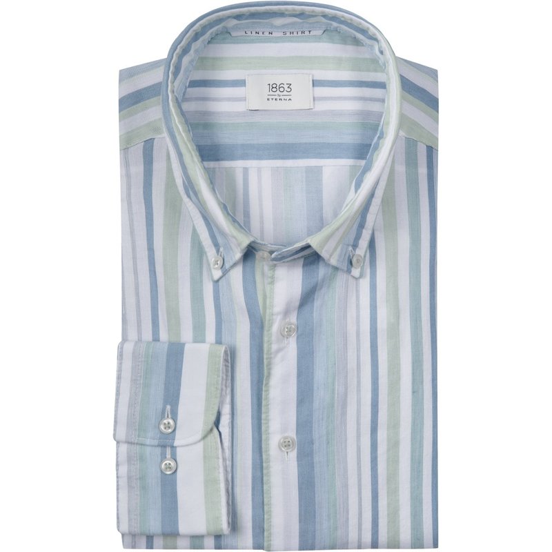 Eterna Leichtes Streifenhemd mit Leinen, Comfort Fit