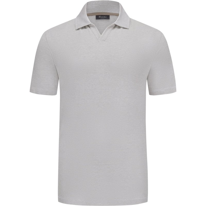 Maerz Leichtes Poloshirt mit Leinenanteil und V-Ausschnitt