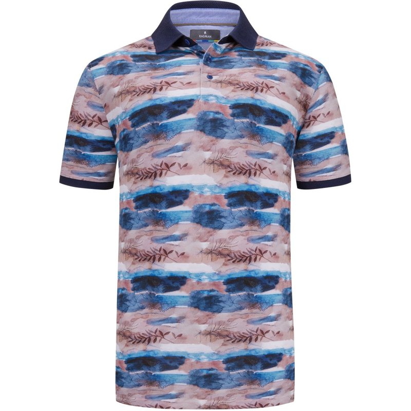 Ragman Piqué-Poloshirt mit Aquarell-Muster