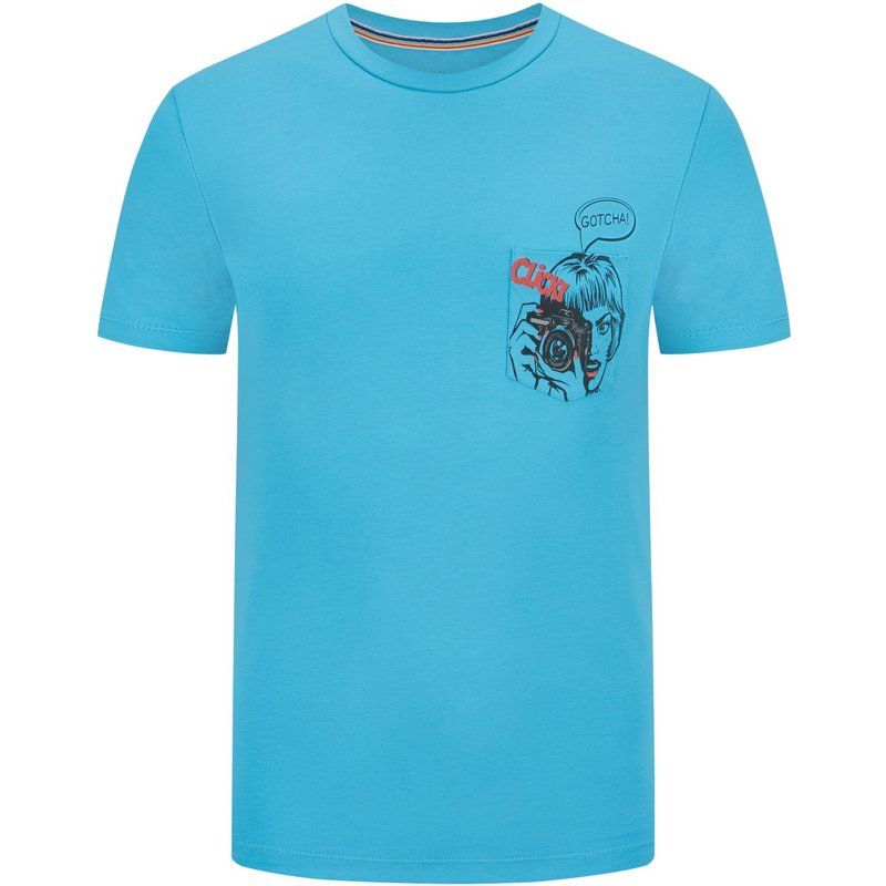 Ragman Stretch-T-Shirt mit Cartoon-Print auf Brusttasche