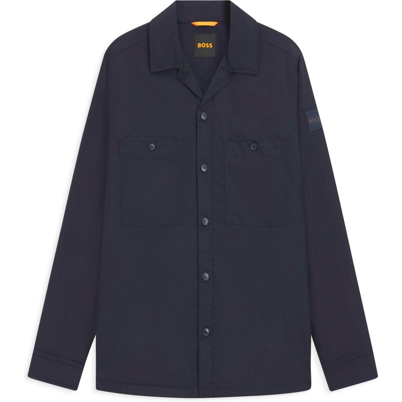 BOSS ORANGE Wattiertes Overshirt aus recyceltem Material mit Label-Patch