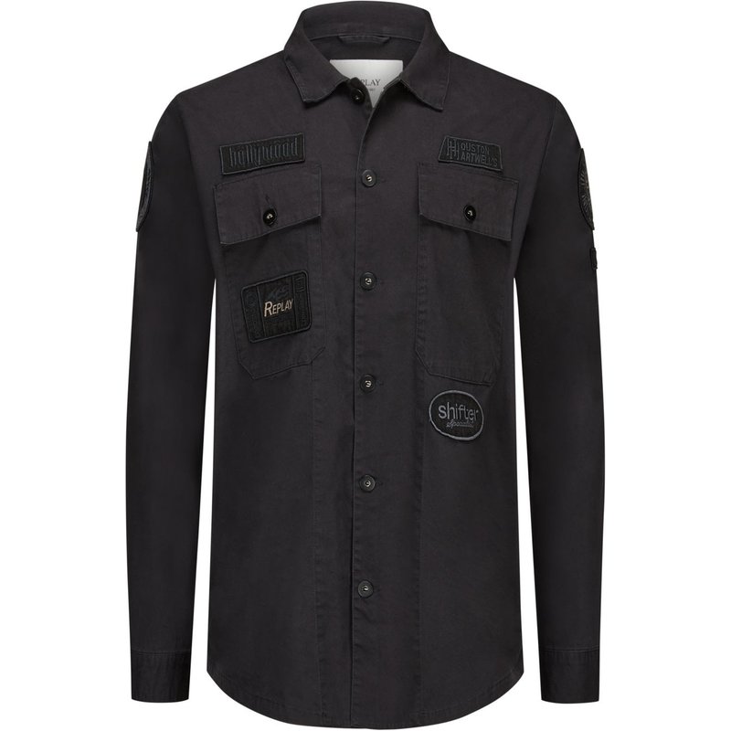 Replay Overshirt mit Patches und Rücken-Stickerei