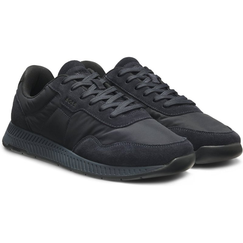 BOSS Gepolsterte Sneaker aus Nylon mit Velours-Details