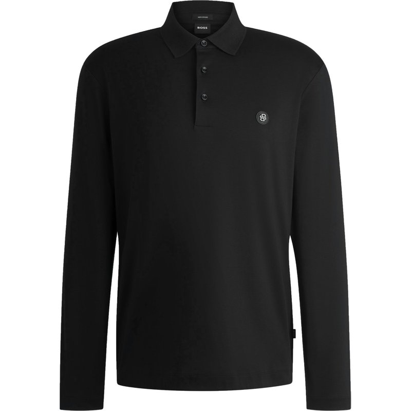 BOSS Langarm-Poloshirt aus merzerisierter Baumwolle