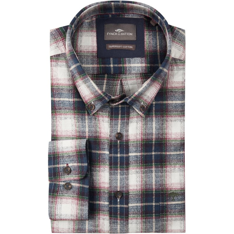 Fynch-Hatton Leichtes Flanellhemd mit Check-Muster und Brusttasche