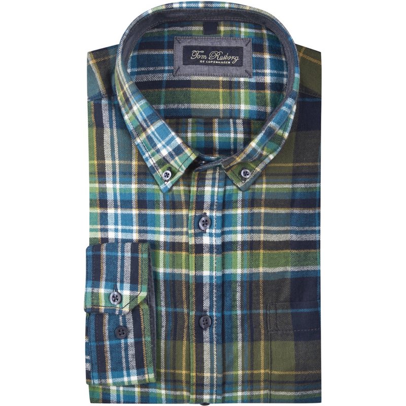 Tom Rusborg Extralanges Flanellhemd aus Baumwolle mit Check-Muster