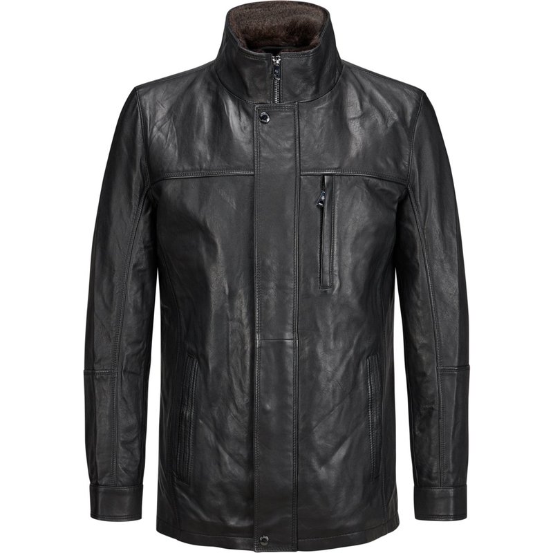 Milestone Wattierte Lederjacke mit Stehkragen und heraustrennbarer Blende