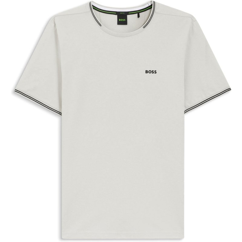 BOSS GREEN T-Shirt aus softem Stretch-Piqué mit Kontrastbündchen