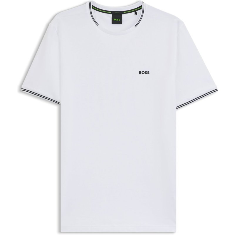 BOSS GREEN T-Shirt aus softem Stretch-Piqué mit Kontrastbündchen