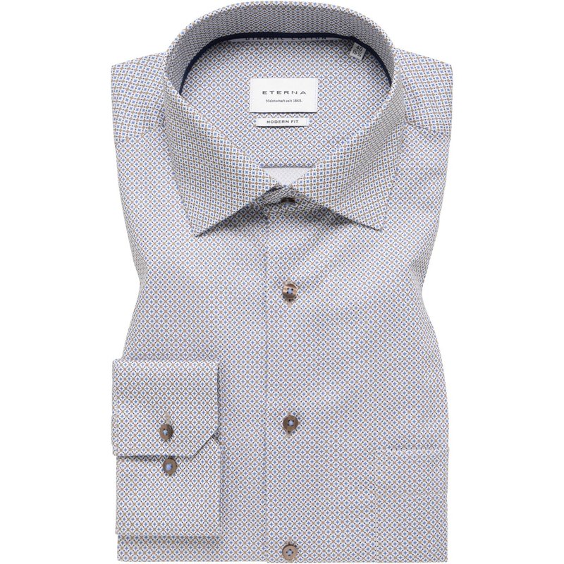 Eterna Bügelfreies Baumwollhemd mit Print, Modern Fit