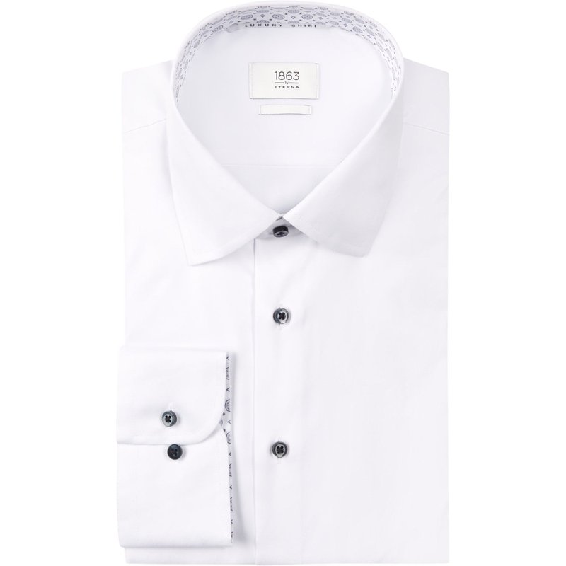 1863 by Eterna Bügelfreies Businesshemd mit gemustertem Ausputz, Comfort Fit