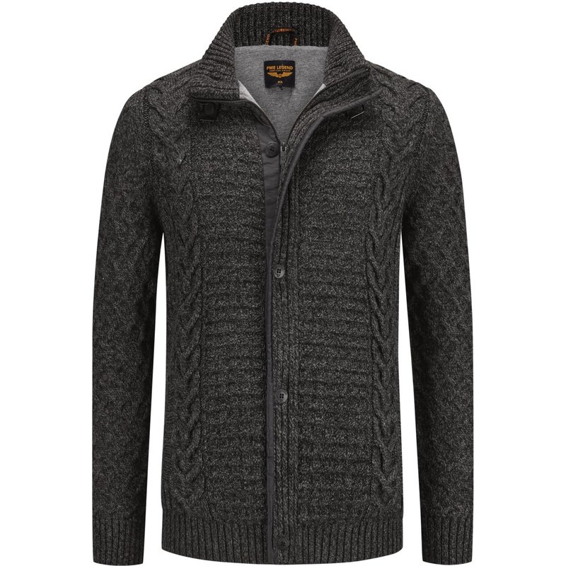 PME Legend Gefütterte Heavy Strickjacke mit Zopfmuster