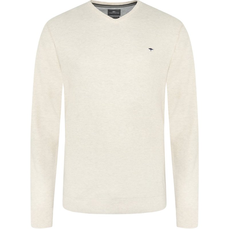 Fynch-Hatton Extralanger Baumwollpullover mit Reiskorn-Struktur