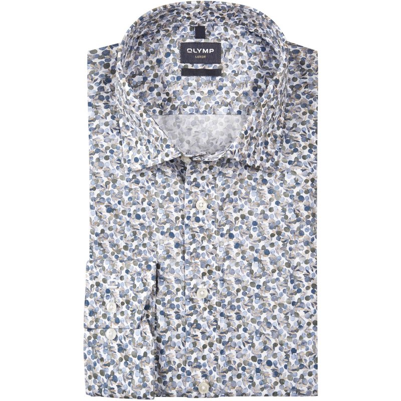 OLYMP Luxor, Modern Fit, Glattes Hemd mit Blätter-Print